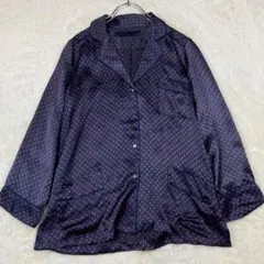 ザラウーマン シルク100％ パジャマシャツ ネイビー 33-37