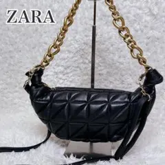 極美品 ザラ ワンショルダー キルティングレザー　2WAY ゴールドチェーン