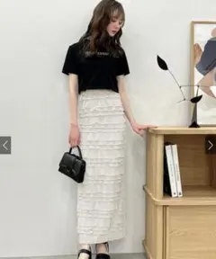 GRL フリルティアードタイトスカート pm408 L アイボリー　ロング