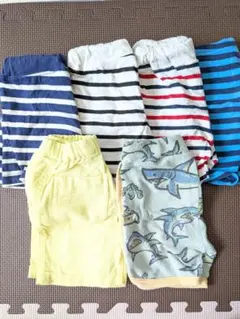 子供服 ハーフパンツ ボーダー 黄色 サメ 80〜90cm