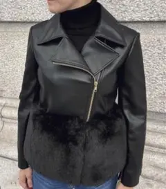 新品　ジェンヌ　JENNE エコファードッキングジャケット ブラック