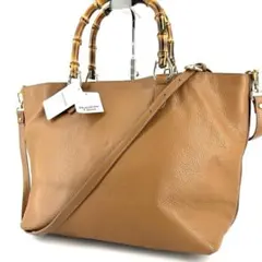 タグ付未使用 ジャンニノターロ 2way レザー トートバッグ バンブー A4○