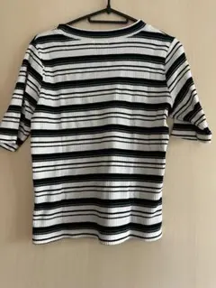 マルチボーダー 半袖Tシャツ リブ素材