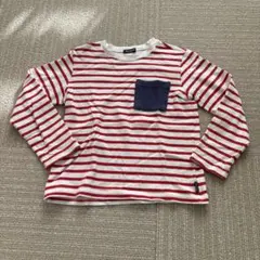 赤と白のストライプ 長袖カットソー