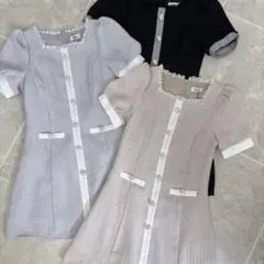 evelyn ビジューツイードミニワンピース ブラック 量産型