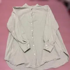 《即日・匿名配送》ikkaグリーン バンドカラー ボタンアップシャツ Mサイズ