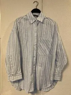 ZARA オーバーサイズ青白ストライプシャツ