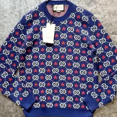 【新品未使用タグ付】グッチ GUCCI GGスター総柄 長袖ニット セーターのサムネイル