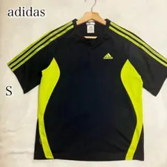 adidas トレーニングTシャツ 半袖 ブラック ネオンカラー S