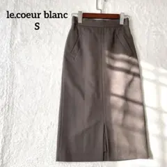 ルクールブラン　膝丈スカート　タイト　ウエストゴム　スリット　上品　茶　S