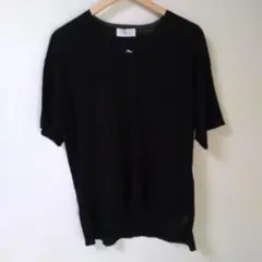 OPAQUE.CLIP 黒 クルーネック 半袖ニット