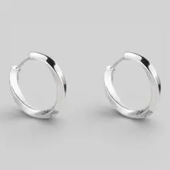 《S》波打ち　シルバーフープピアス　S925刻印【両耳セット】