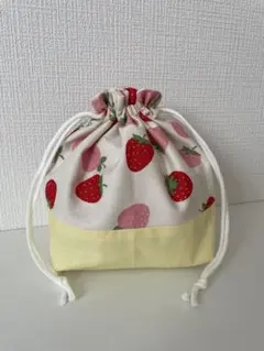 お弁当袋 いちご柄 イエロー 小学校 幼稚園 保育園