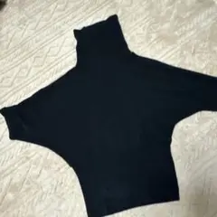 リブ編み ブラック 半袖カットソー