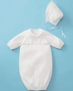 ミキハウス　ベビードレス　セレモニー 白 長袖 ボンネット付き