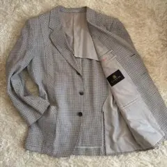 LANVIN ランバン テーラードジャケット A7 千鳥格子 ウール 麻 総裏