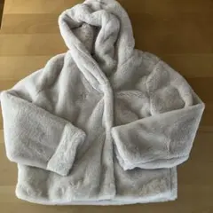 ホワイト フード付きエコファーコート