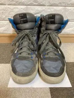 海外購入DIESELハイカットスニーカー28.5ディーゼル ブーツ グレーブルー