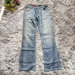 エージーアドリアーノゴールドシュミット フレアデニム【S】26 ブルー ダメージ