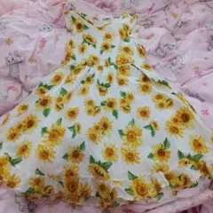お値下げしました 向日葵柄 ワンピース