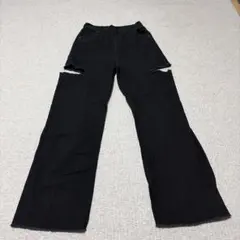 GRL ブラック ワイドレッグデニム L