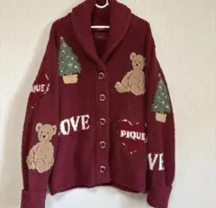 新品　ジェラートピケ　ホリデー　クリスマスベア　カーディガン
