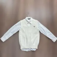 COMME CA ISM. 120 ホワイト Vネックベストとシャツセット