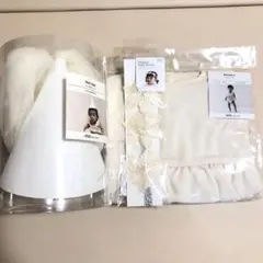 スリーコインズ　フラワーヘアバンド　ロンパース　ベールハット　3点セット