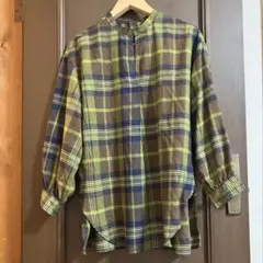 le colis ルコリ　ブラウス　茶　黄緑　紺　チェック柄