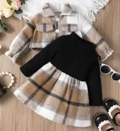 【新品・2点セット】チェック柄ワンピース、ジャケット