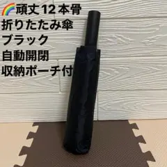 【頑丈12本骨】 折りたたみ傘 自動開閉 メンズ レディース 収納ポーチ付