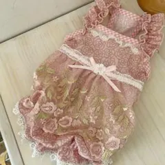 ハンドメイド♡犬服 お花のチュール重ねバルーンキャミワンピース