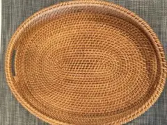 リエ様専用【美品】ラタン オーバルトレイ(大)