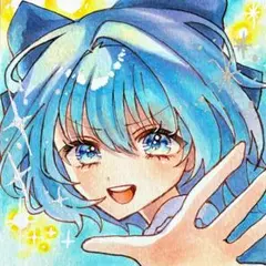 チルノ　ファンアート　東方project 手描きイラスト　原画　色紙　コピック