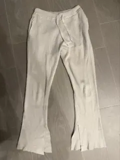 JEANASIS リブ編み フレアパンツ ライトグレー