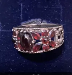 禄山アンティークジュエリーミュージアム購入リング指輪ガーネットミル打ち 12号