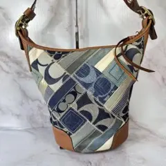 COACH コーチ ターンロック パッチワーク デニム トートバッグ 12216