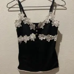 JILSANDERフローラルレースキャミソールブラック×アイボリー サイズ 