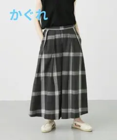 かぐれ　ビッグチェックタックスカート　濃ネイビー×白　フリーサイズのサムネイル