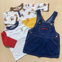 ミキハウス デニム ジャンパースカート 80 長袖Tシャツ70 おまとめ