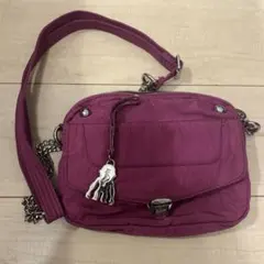 キプリング　紫　ナイロン ショルダーバッグ チャーム付き