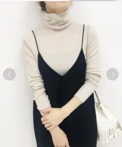 IENA 2x1リブタートルネックプルオーバー　ナチュラル