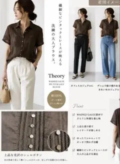 Theory WASHEDGAUZE シアーブラウスピンタックレース size4のサムネイル