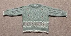 ミントグリーン ケーブル編み セーター