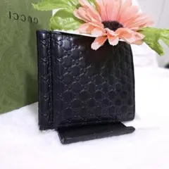 ✨極美品　付属品完備✨グッチ　マネークリップ　マイクロシマ　レザー　ブラック　黒のサムネイル