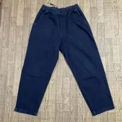 デニムワイドテーパードパンツ　無印　ダークネイビー