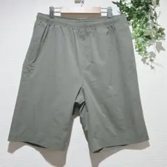 メンズ ショートパンツ LLカーキ系 シャーリング シアサッカー調 ウエストゴム