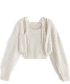 GRL ボレロXリボンキャミソールフェザーニットアンサンブル[mb1522]