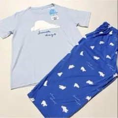 新品 接触冷感　ルームウェア しろくま柄　上下セット Mサイズ　ブルー