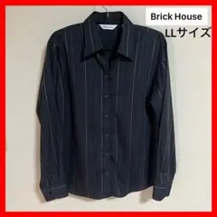 【BrickHouse】極美品☆長袖シャツ☆LLサイズ☆綿☆ストライプ☆ブラック